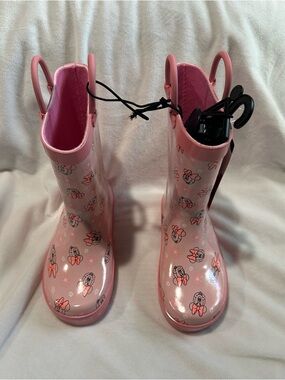 Disney Pink Minnie Mouse Girls Rain Boots with Pull Handles